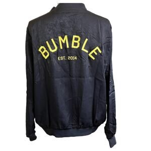New Rare Bumble Velvet Satin Bomber Letter Jacket Size Medium